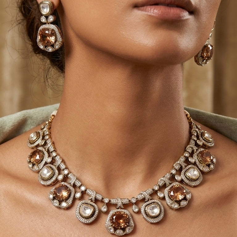 CHAMPAGNE FLEUR NECKLACE SET